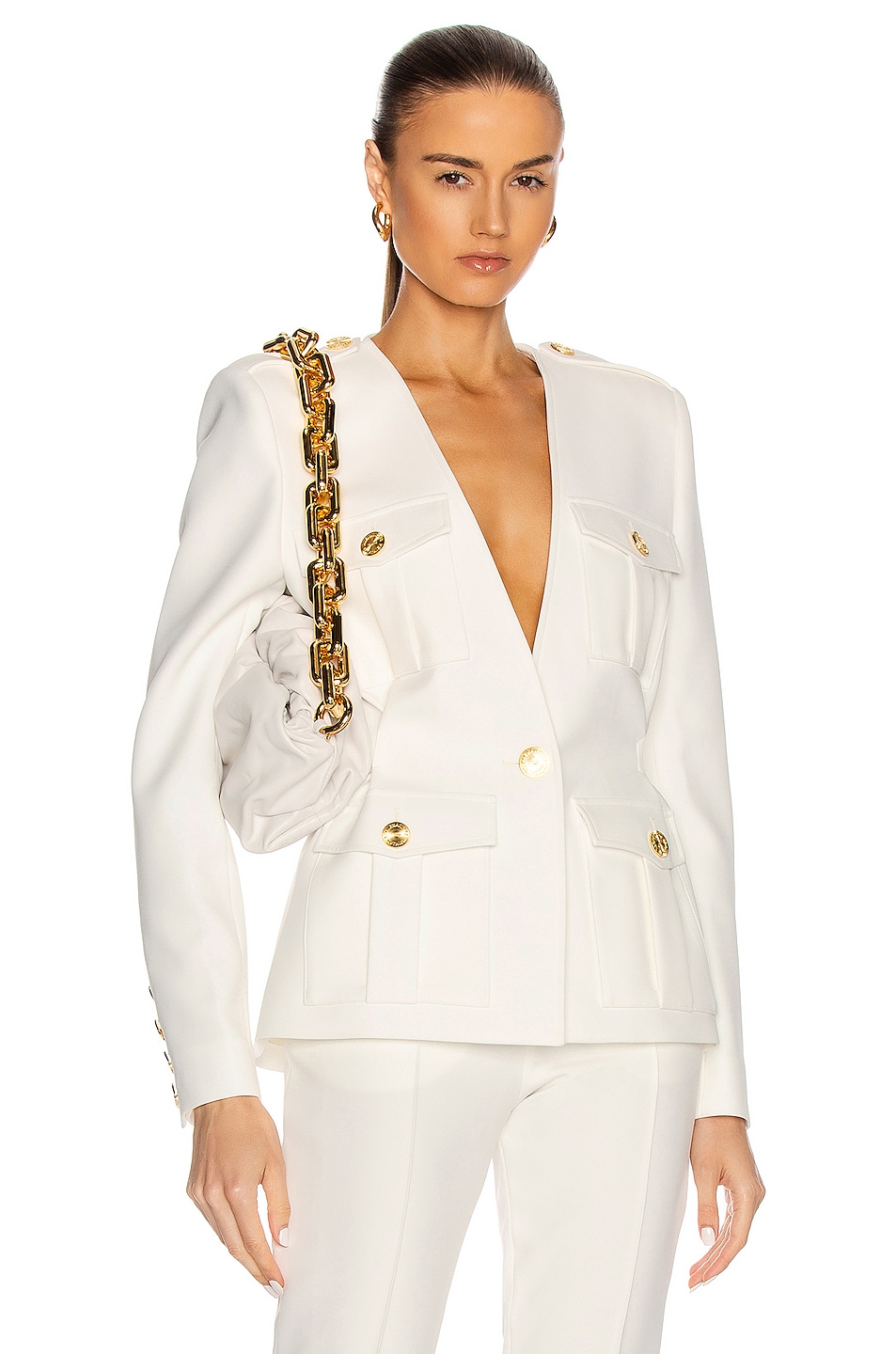 Image 1 of Alexandre Vauthier Cinched Waist Jacket in Off White