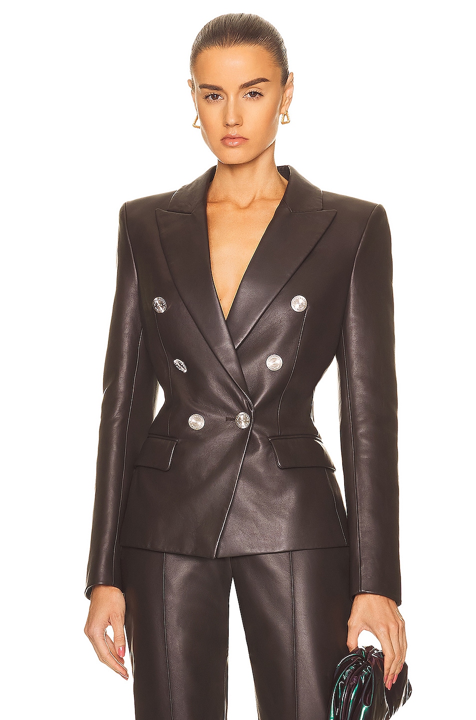 Image 1 of Alexandre Vauthier Leather Jacket in Brownie
