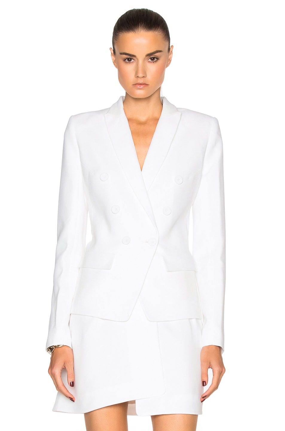 Image 1 of Alexandre Vauthier Crepe Double Breasted Blazer in Ivory