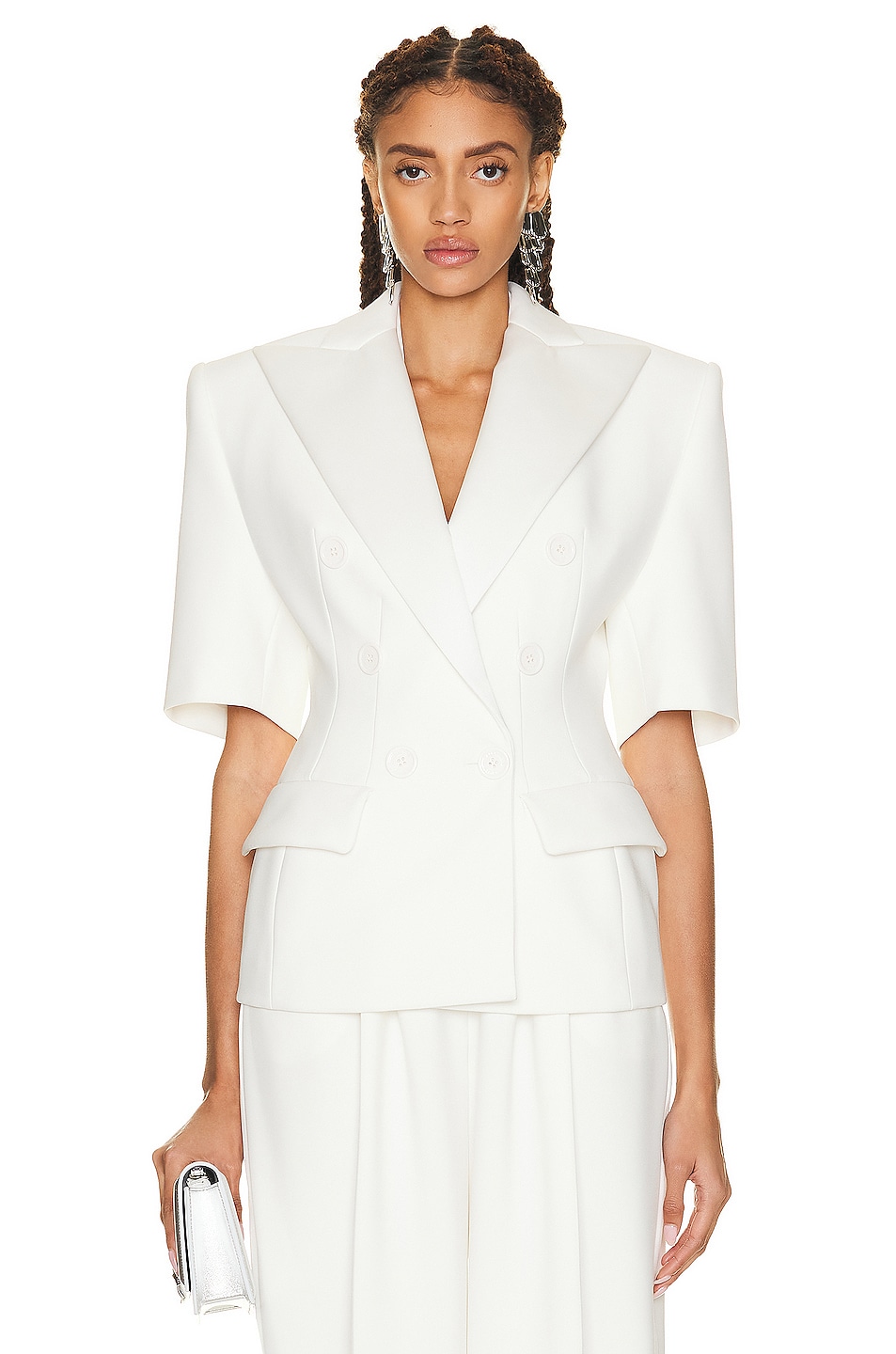 Image 1 of Alexandre Vauthier Couture Edit Smocking Jacket in Off White