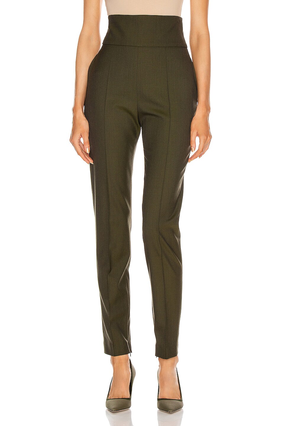 Image 1 of Alexandre Vauthier Dogstooth Tapered Pant in Khaki