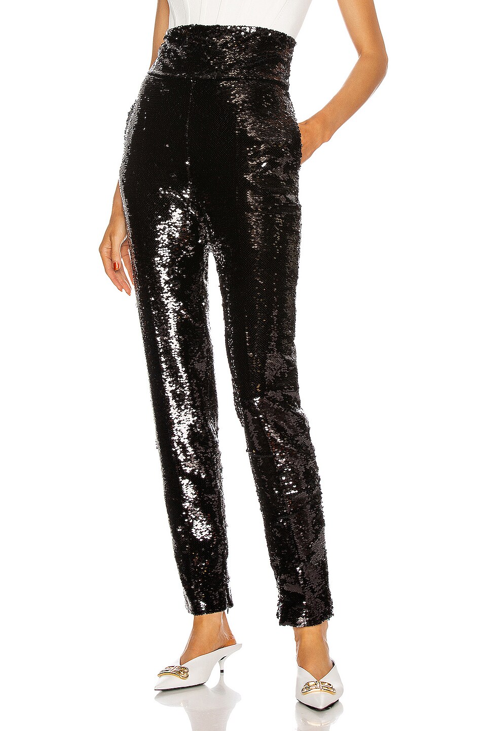 Image 1 of Alexandre Vauthier Sequin High Waited Pant in Black
