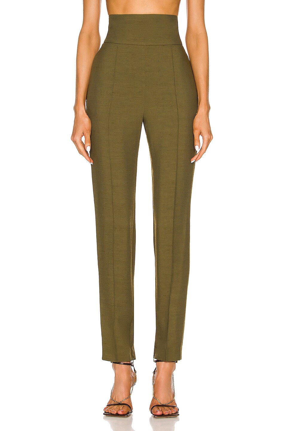 Image 1 of Alexandre Vauthier Piped Pant in Jungle Green