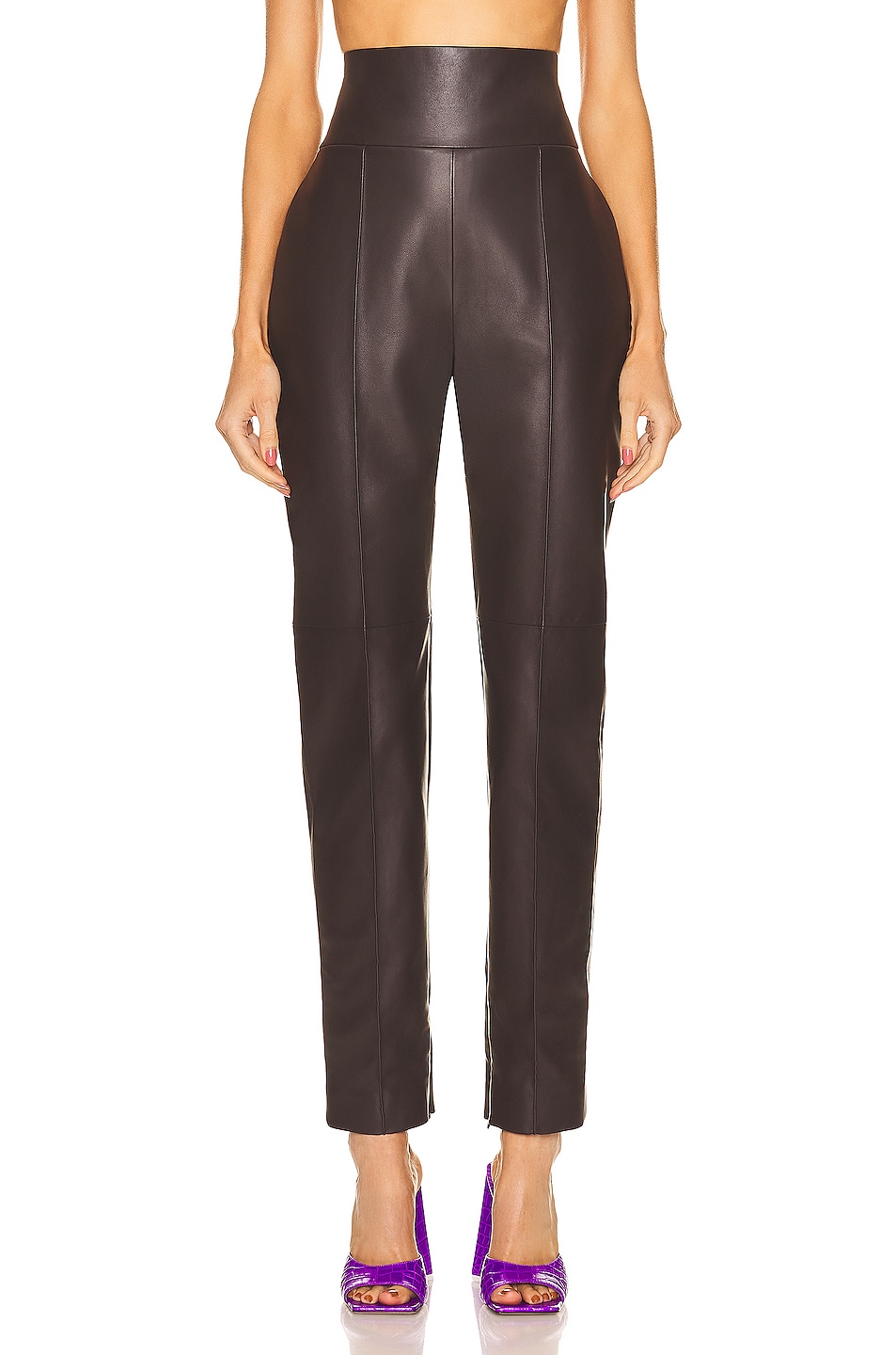 Image 1 of Alexandre Vauthier Leather Pant in Brownie