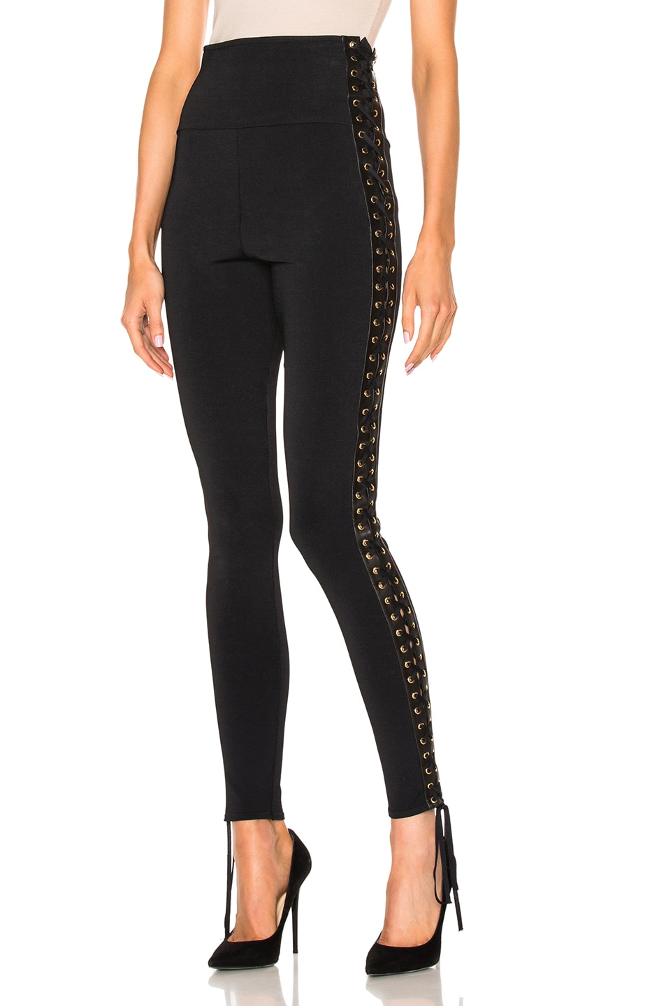 Image 1 of Alexandre Vauthier Lace Up Side Knit Pants in Black