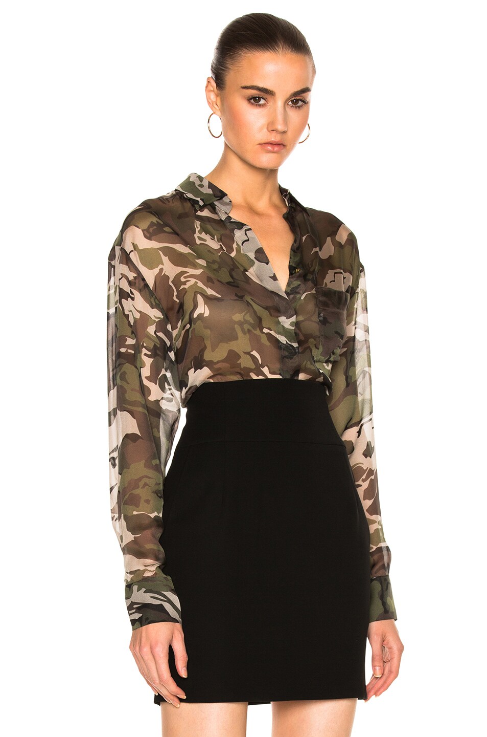 Image 1 of Alexandre Vauthier Button Up Blouse in Camouflage