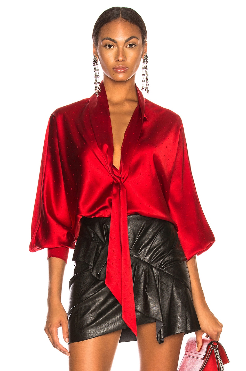 Image 1 of Alexandre Vauthier Tie Blouse in Scarlet
