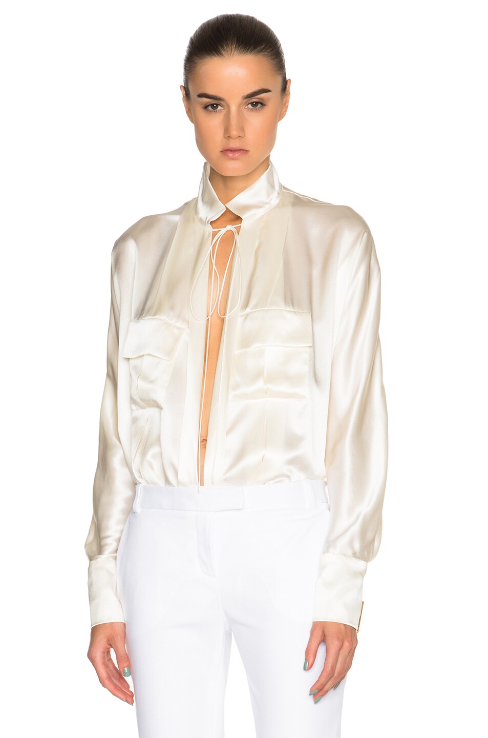 Image 1 of Alexandre Vauthier Silk Blouse in Ivory