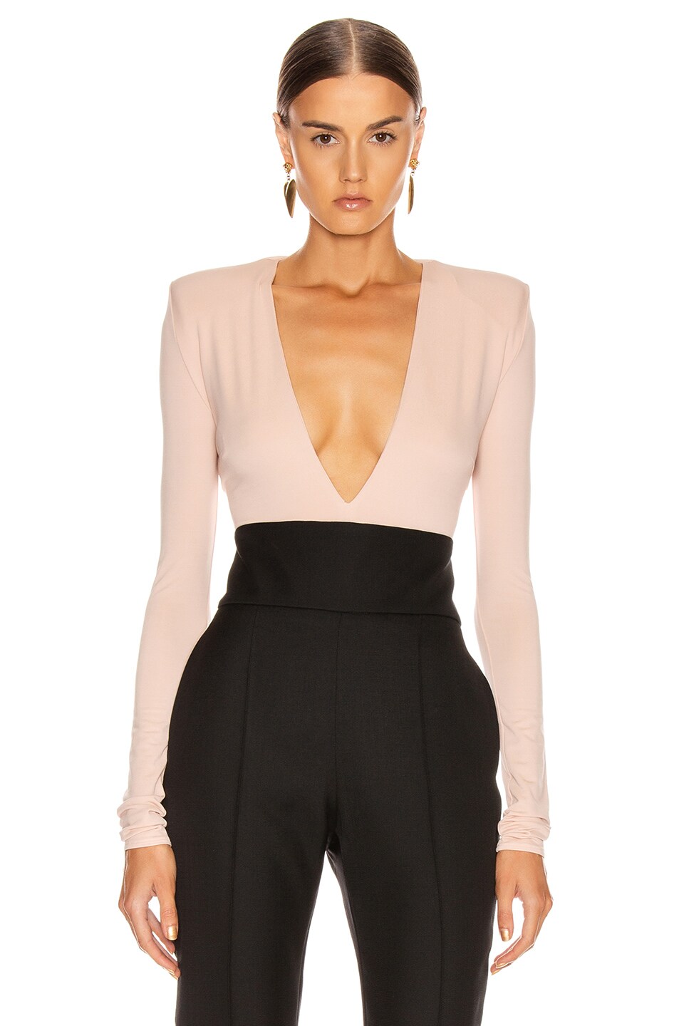 Image 1 of Alexandre Vauthier Stretch Jersey Bodysuit in Powder