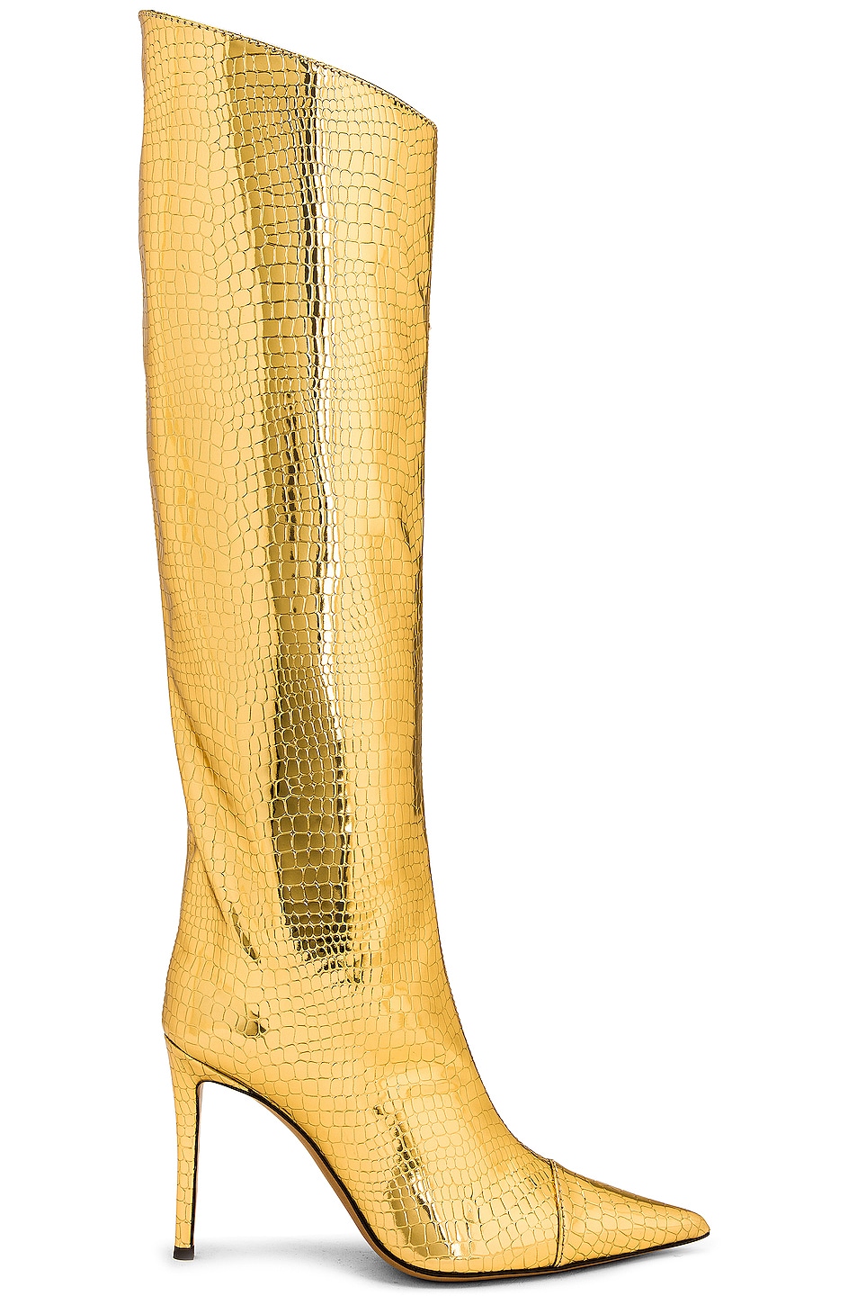 Image 1 of Alexandre Vauthier Mirror Croco 105 Boot in Gold