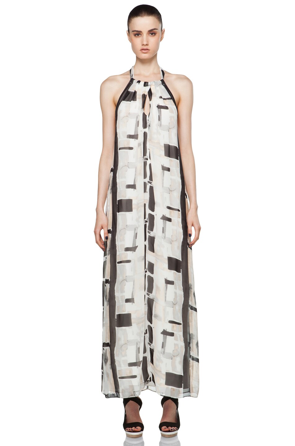 Image 1 of Alice + Olivia Demma High Neck Maxi Dress in Painter Pallet Print