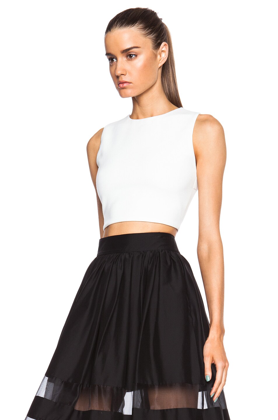 Alice + Olivia Arie Twist Back Crop Top in Off White | FWRD