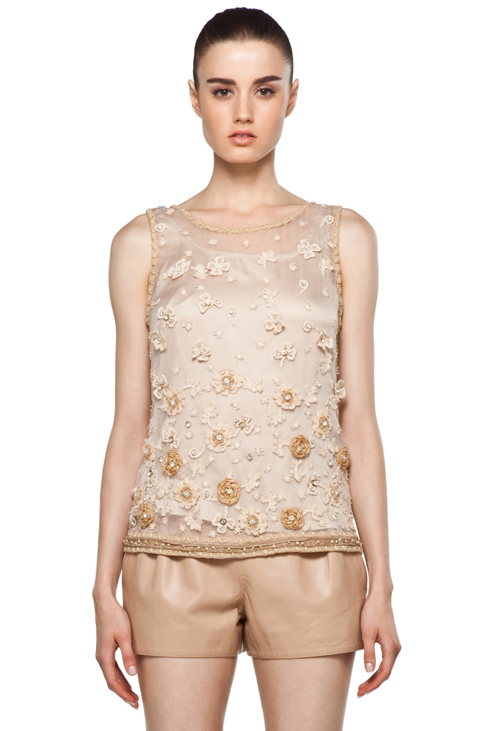 Image 1 of Alice + Olivia Garland Tank in Nude & Gold