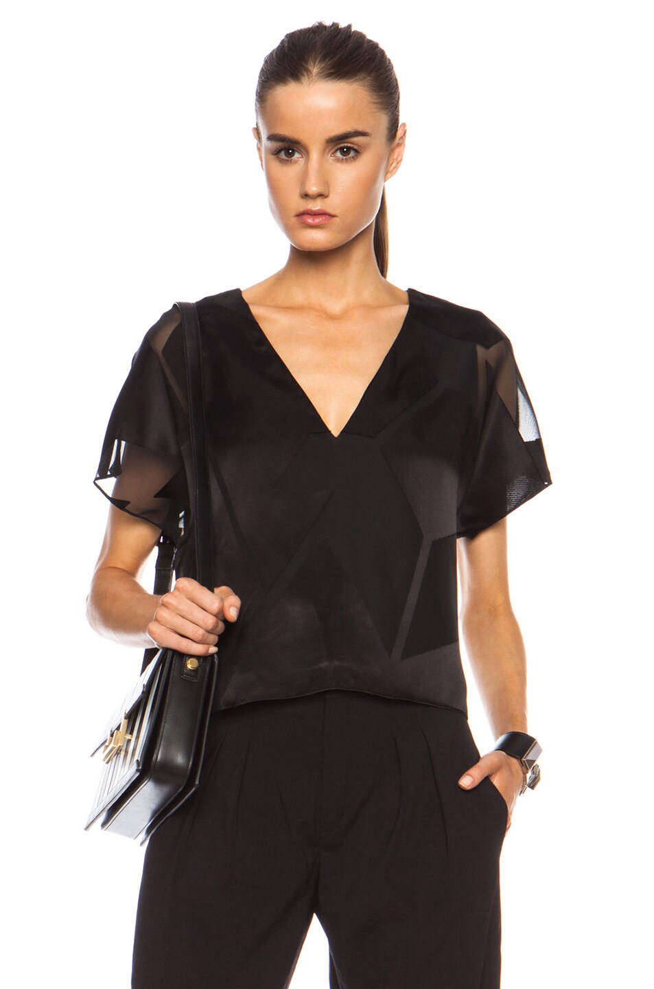 Image 1 of Alice + Olivia Mapton Cropped Top in Black