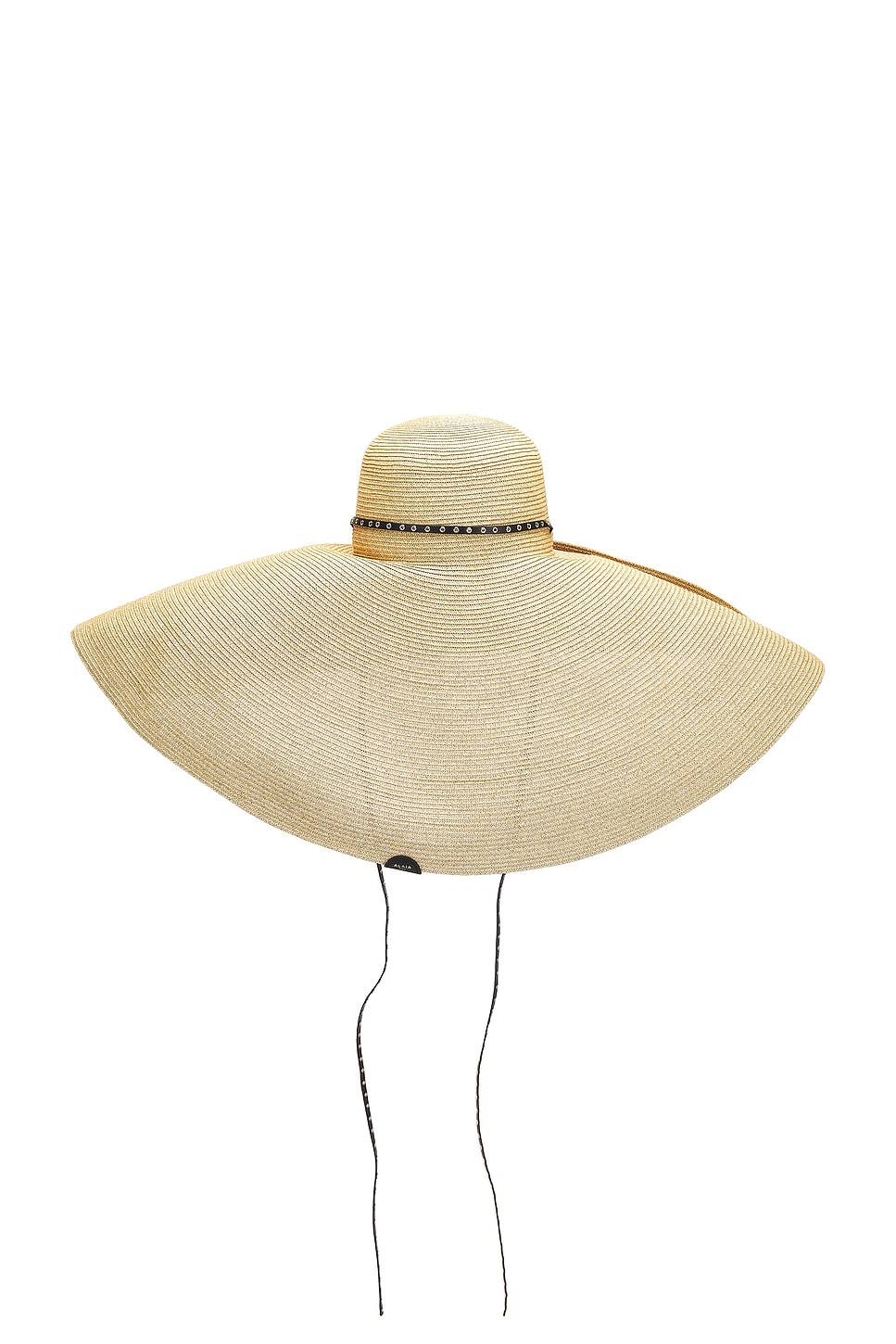 Shop Alaïa Large Straw Sun Hat With Leather Straps In Naturel