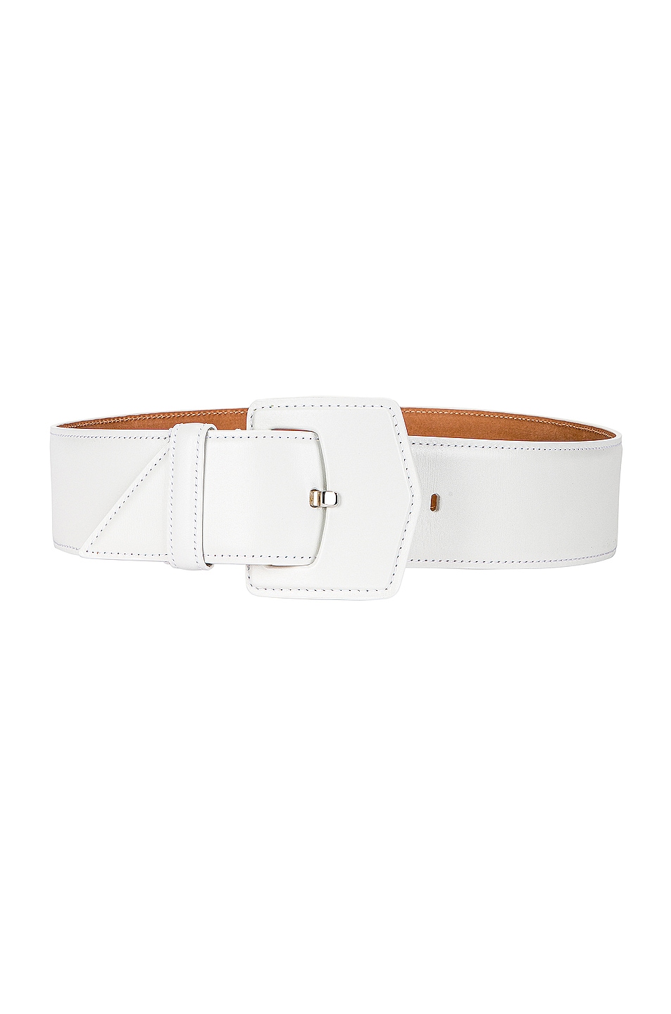 ALAÏA Medium Oversized Geometric Buckle Belt in White
