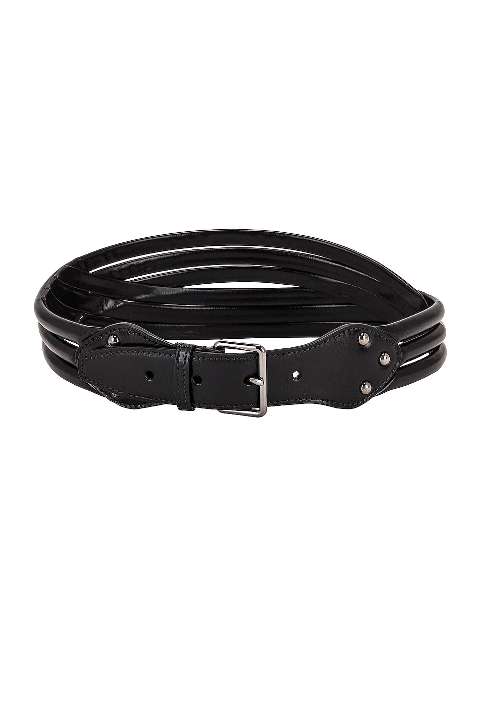 ALAÏA Tubulaire Leather Belt in Black