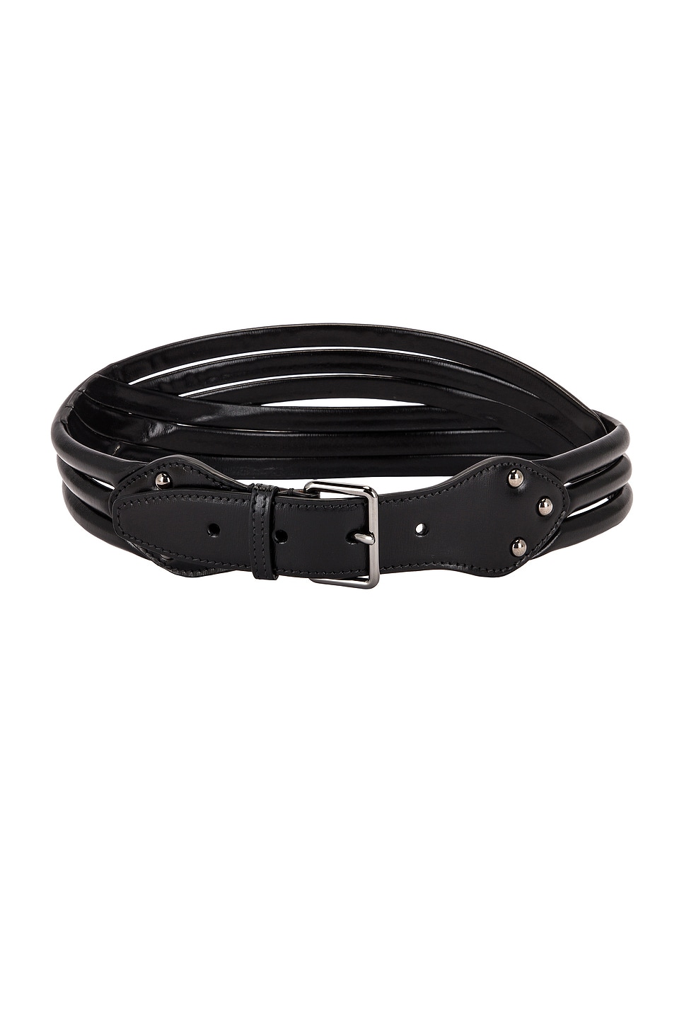 ALAÏA Tubulaire Leather Belt in Black