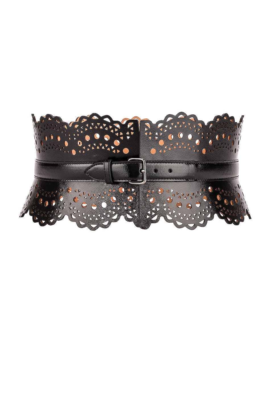 ALAÏA Perforated Corset Belt in Black