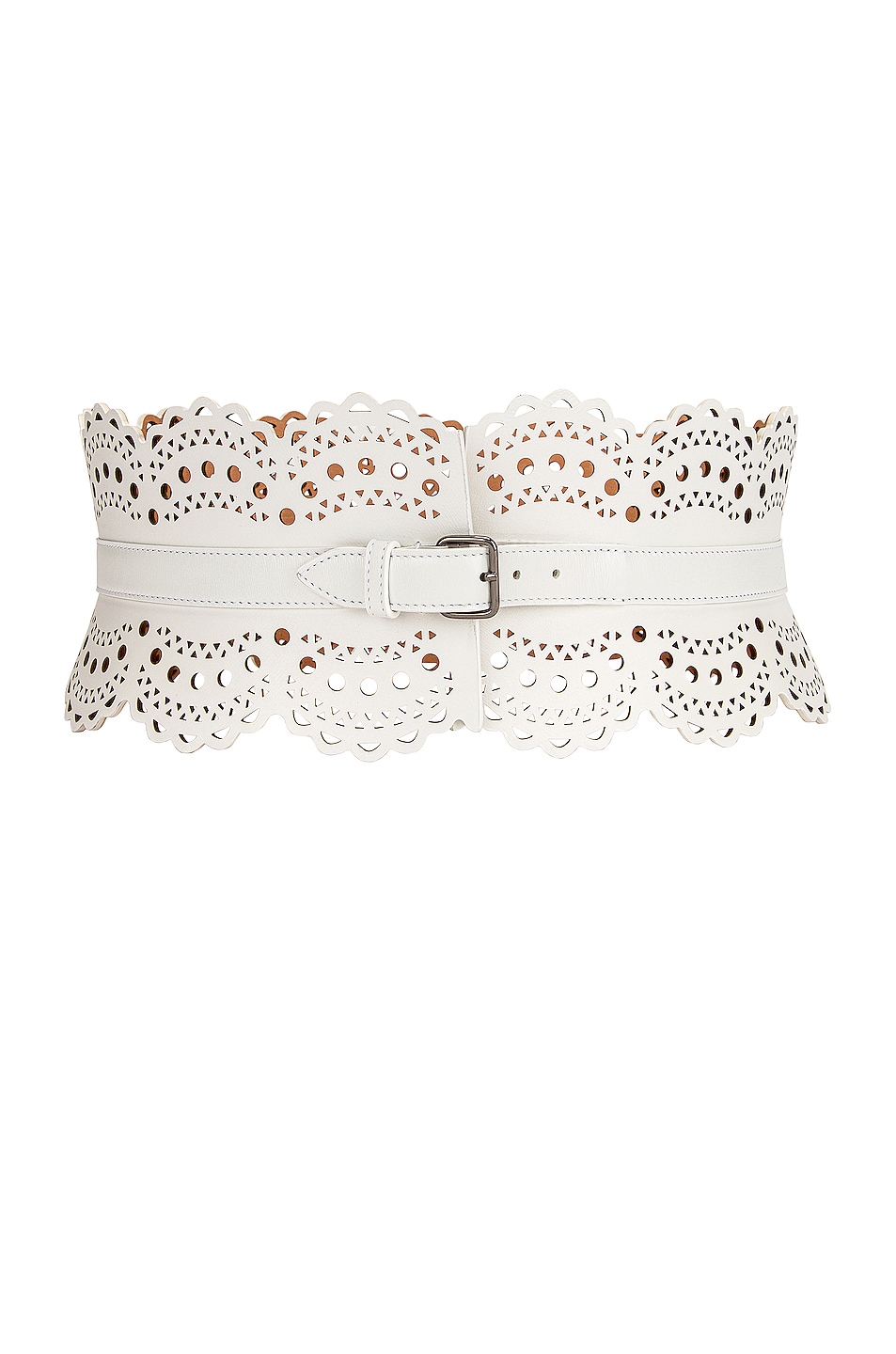 ALAÏA Perforated Corset Belt in White