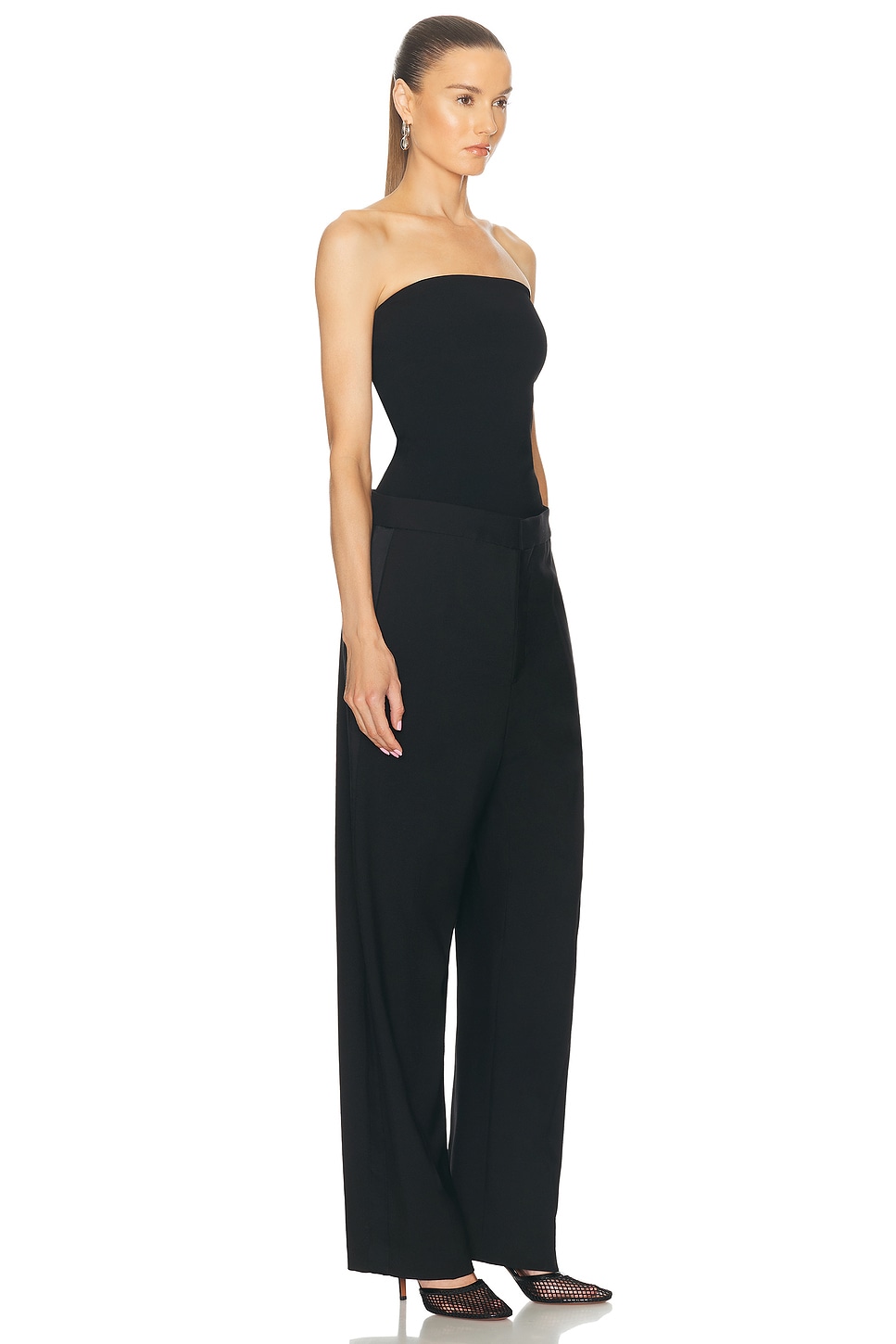 Shop Alaïa Strapless Jumpsuit In Noir