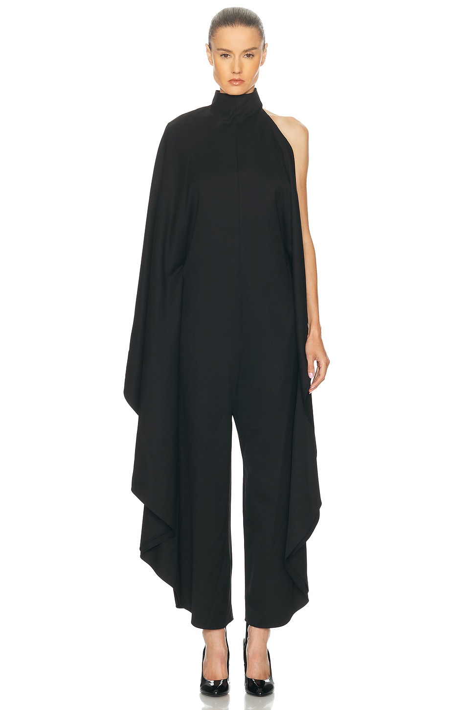 Image 1 of ALAÏA ALAΪA Petale Jumpsuit in Noir Alaia
