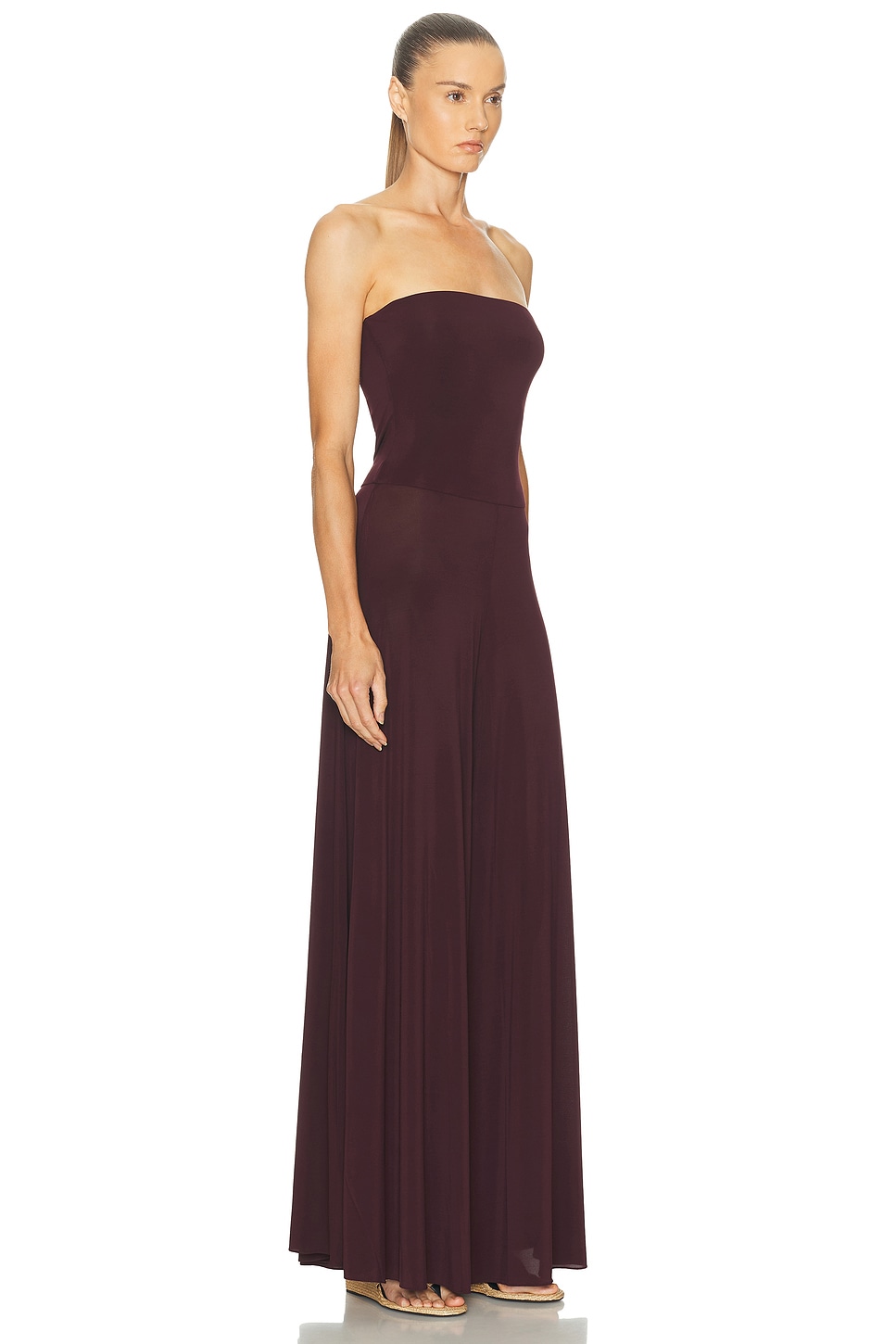 Alaïa Flare Jumpsuit In Burgundy