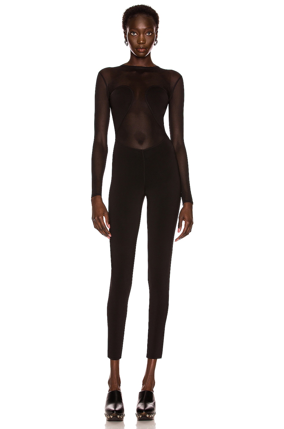 Image 1 of ALAÏA Full Length Second Skin Jumpsuit in Noir