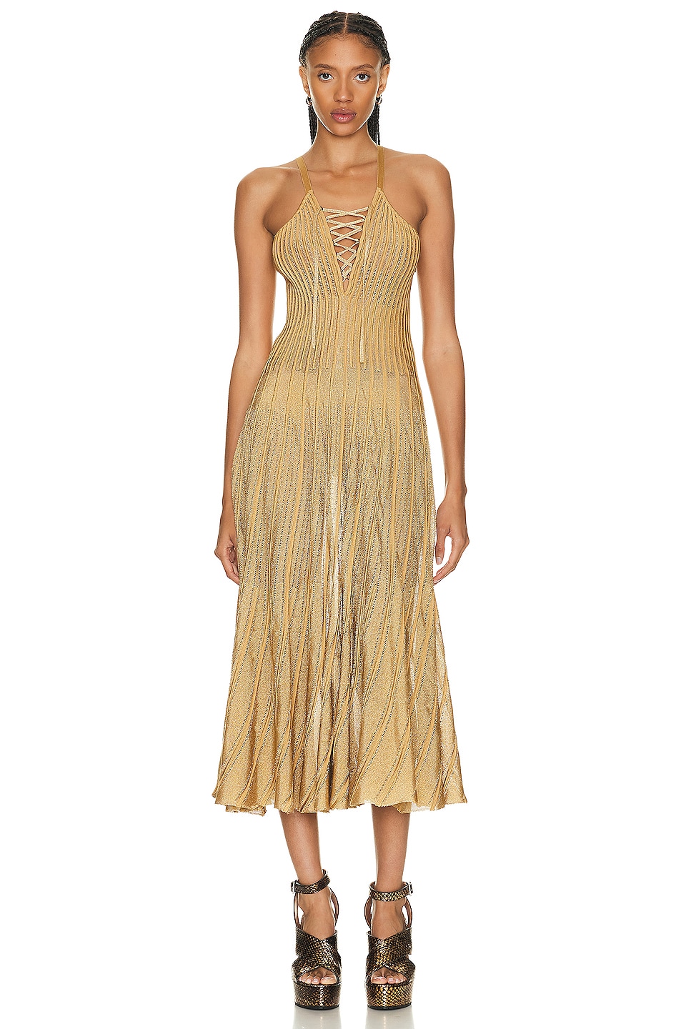 Image 1 of ALAÏA 3d Lace Dress in Or