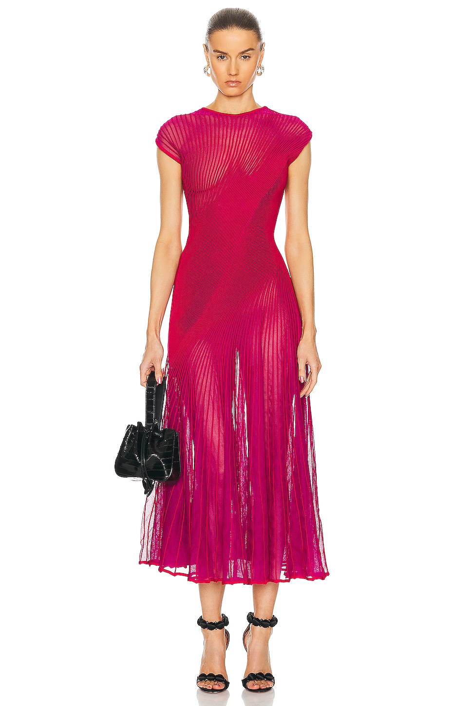 ALAÏA Twisted Dress in Fuchsia