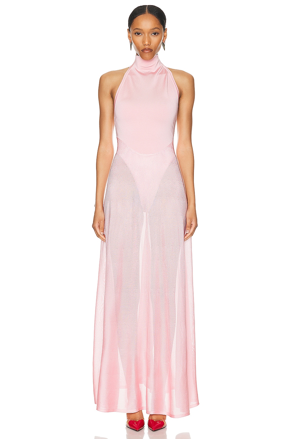 Image 1 of ALAÏA Flared Dress in Rose Quartz