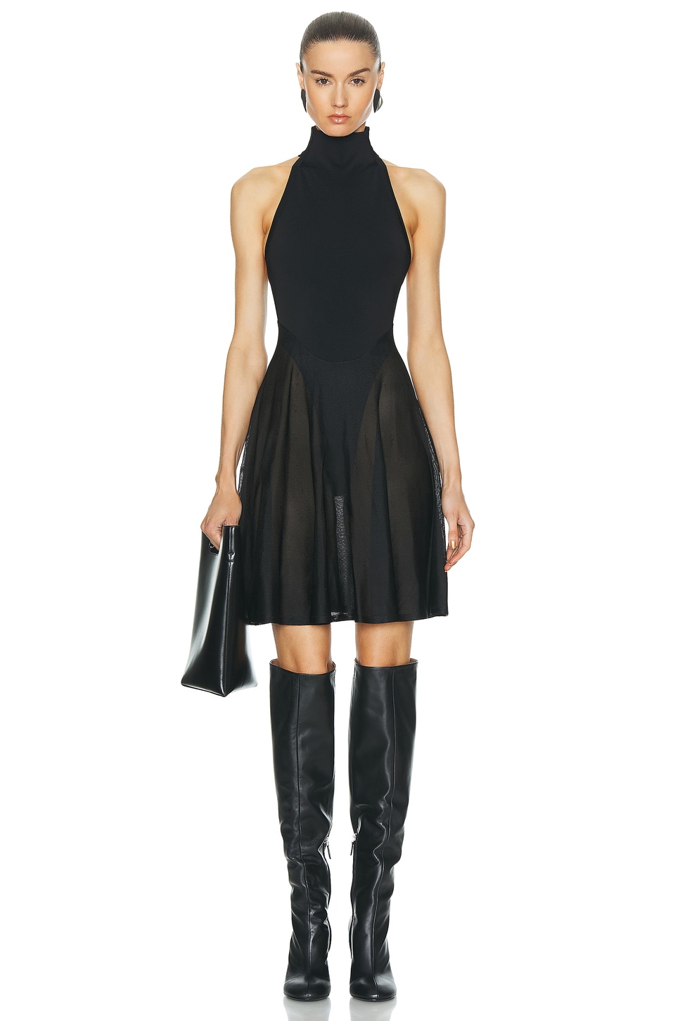 Image 1 of ALAÏA Flared Dress in Noir Alaia