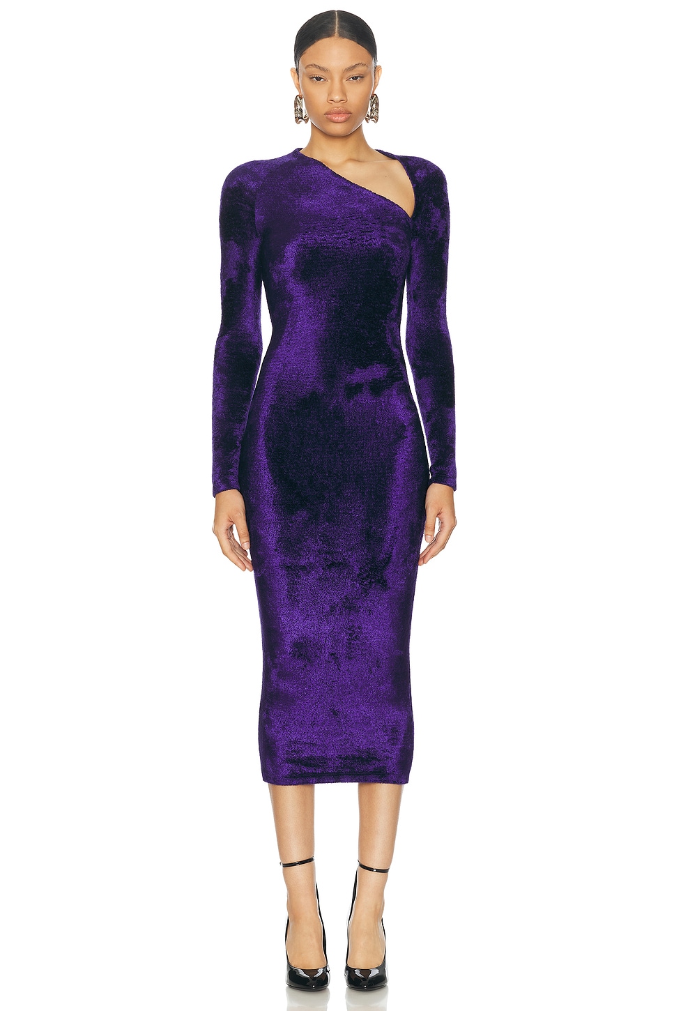 Image 1 of ALAÏA Velvet Long Gown in Violet Fonce