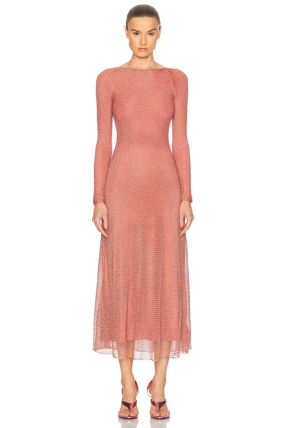 ALAÏA Chain Dress in Coral