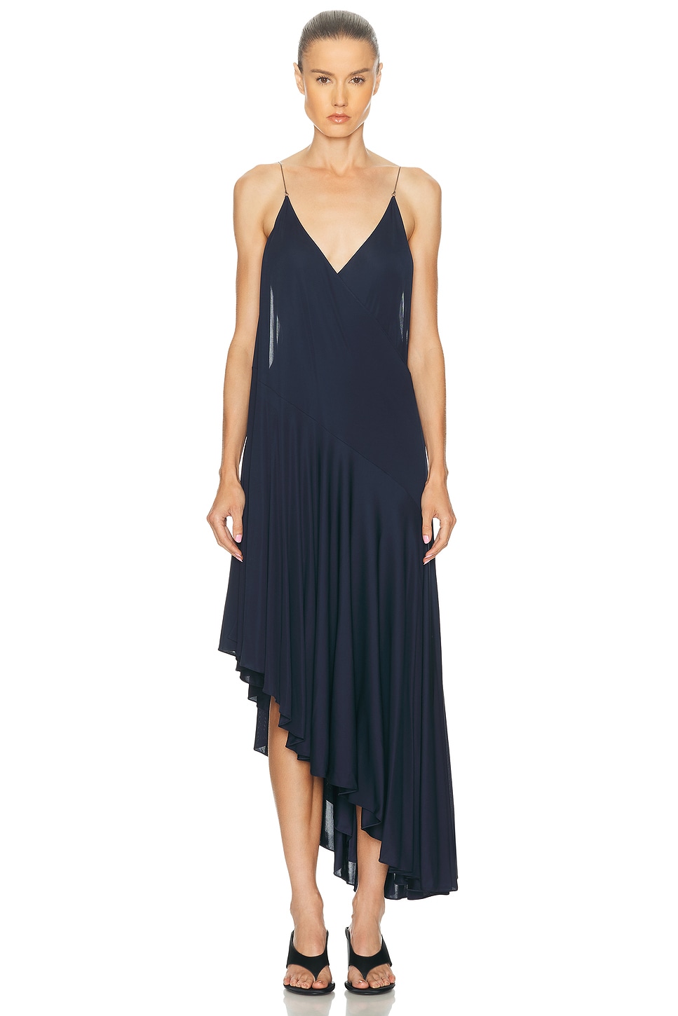 Image 1 of ALAÏA ALAΪA Asymmetrical Dress in Encre
