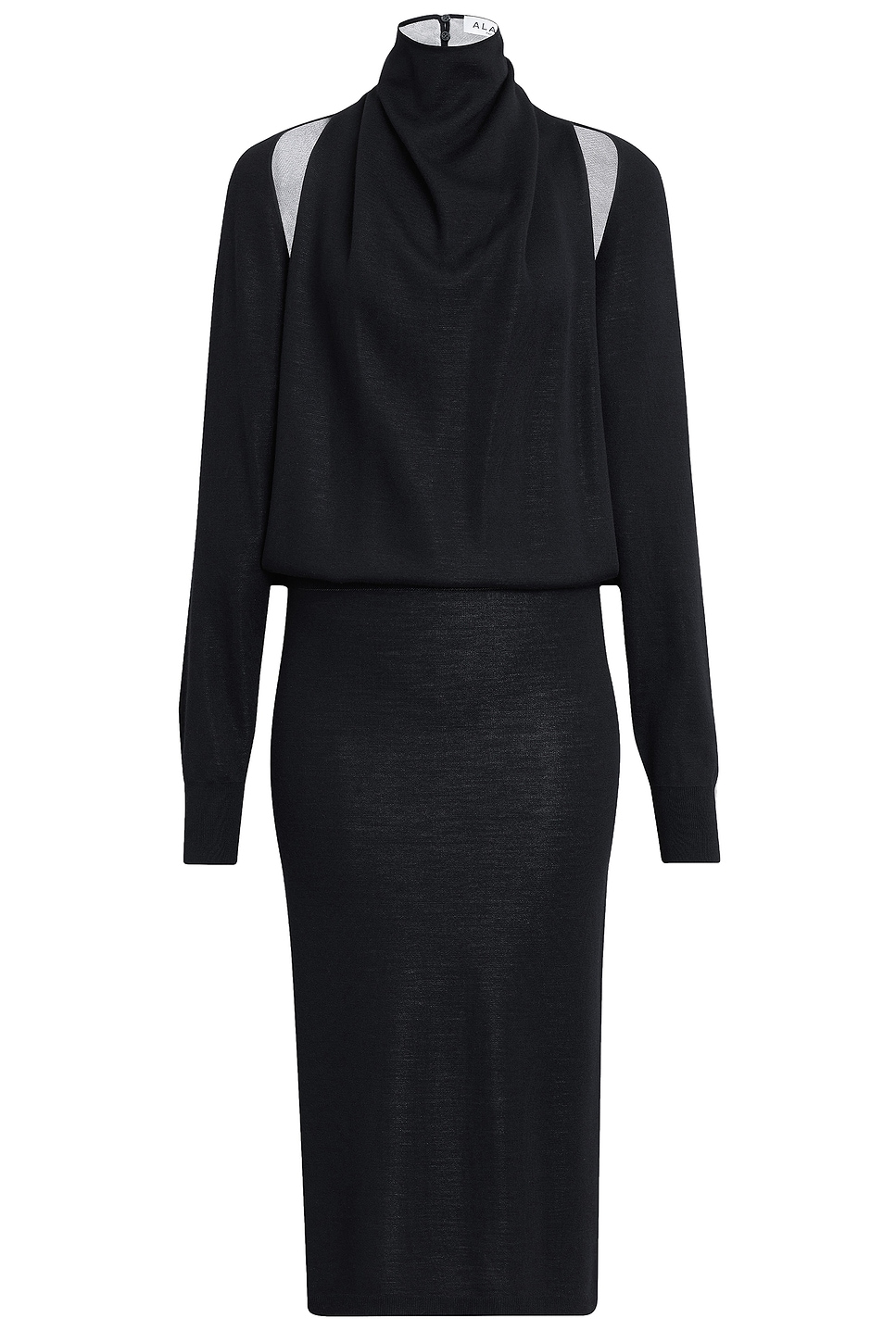 Image 1 of ALAÏA Cut Out Long Sleeve Dress in Noir & Argent