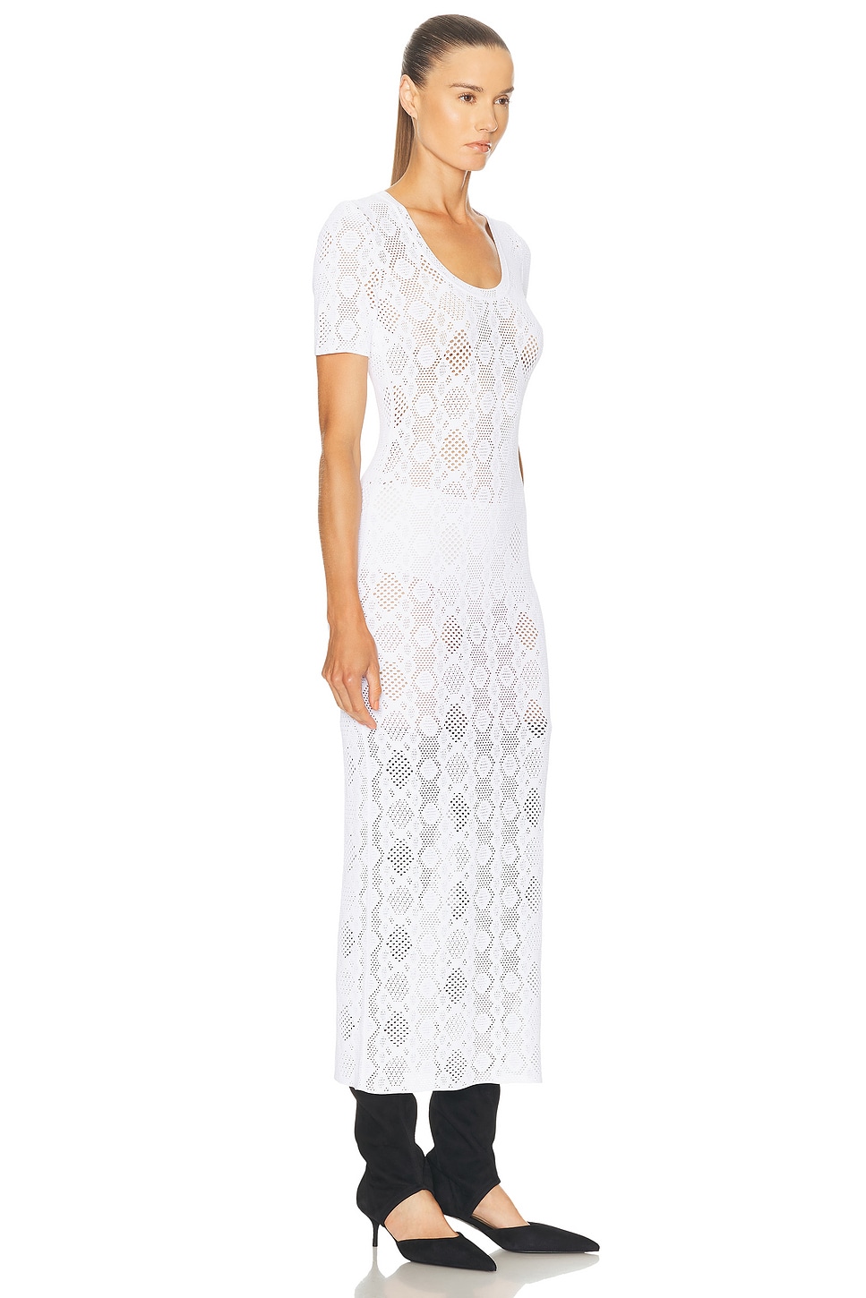 Alaïa Openwork Python Lace Dress In White