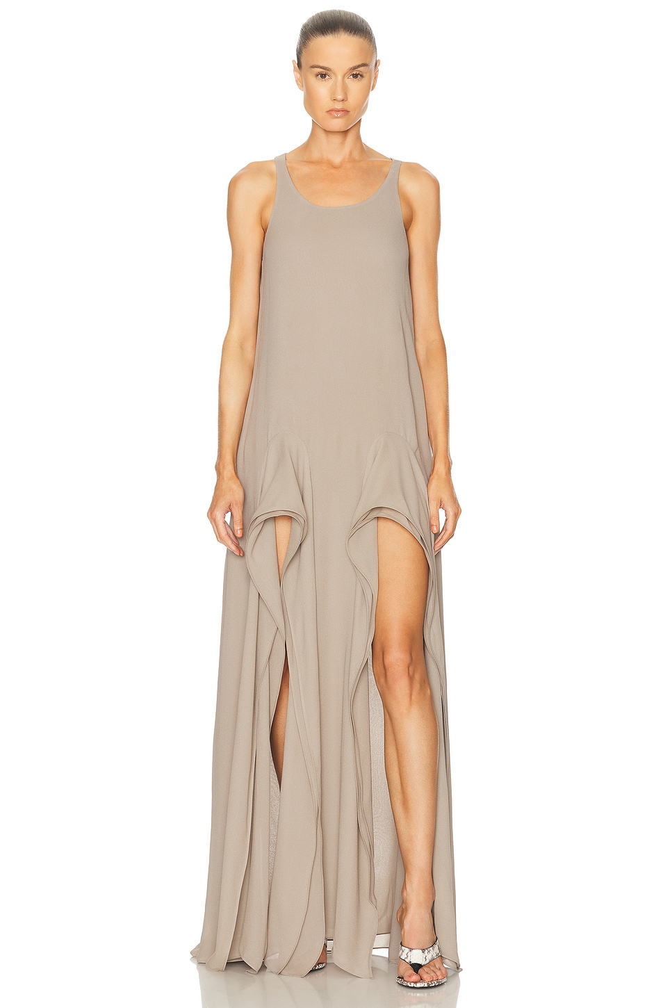 Image 1 of ALAÏA ALAΪA Peek Dress in Tourterelle