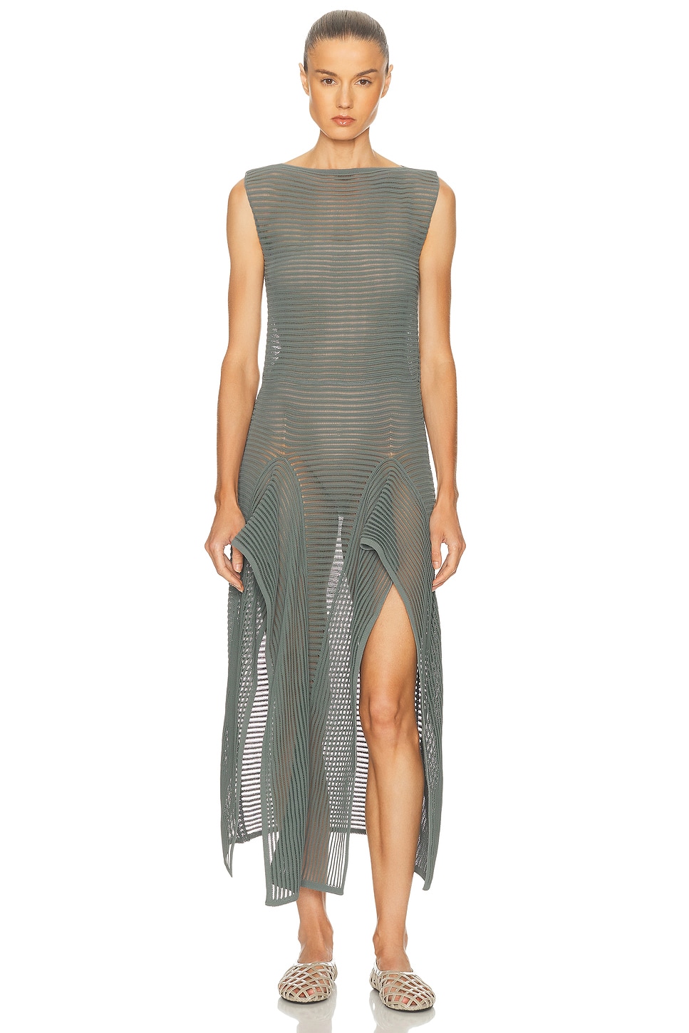 ALAÏA Ladder Dress in Slate