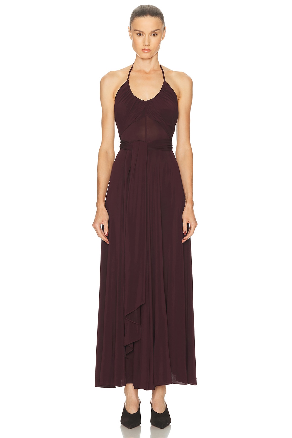 Image 1 of ALAÏA Halter Long Dress in Bordeaux