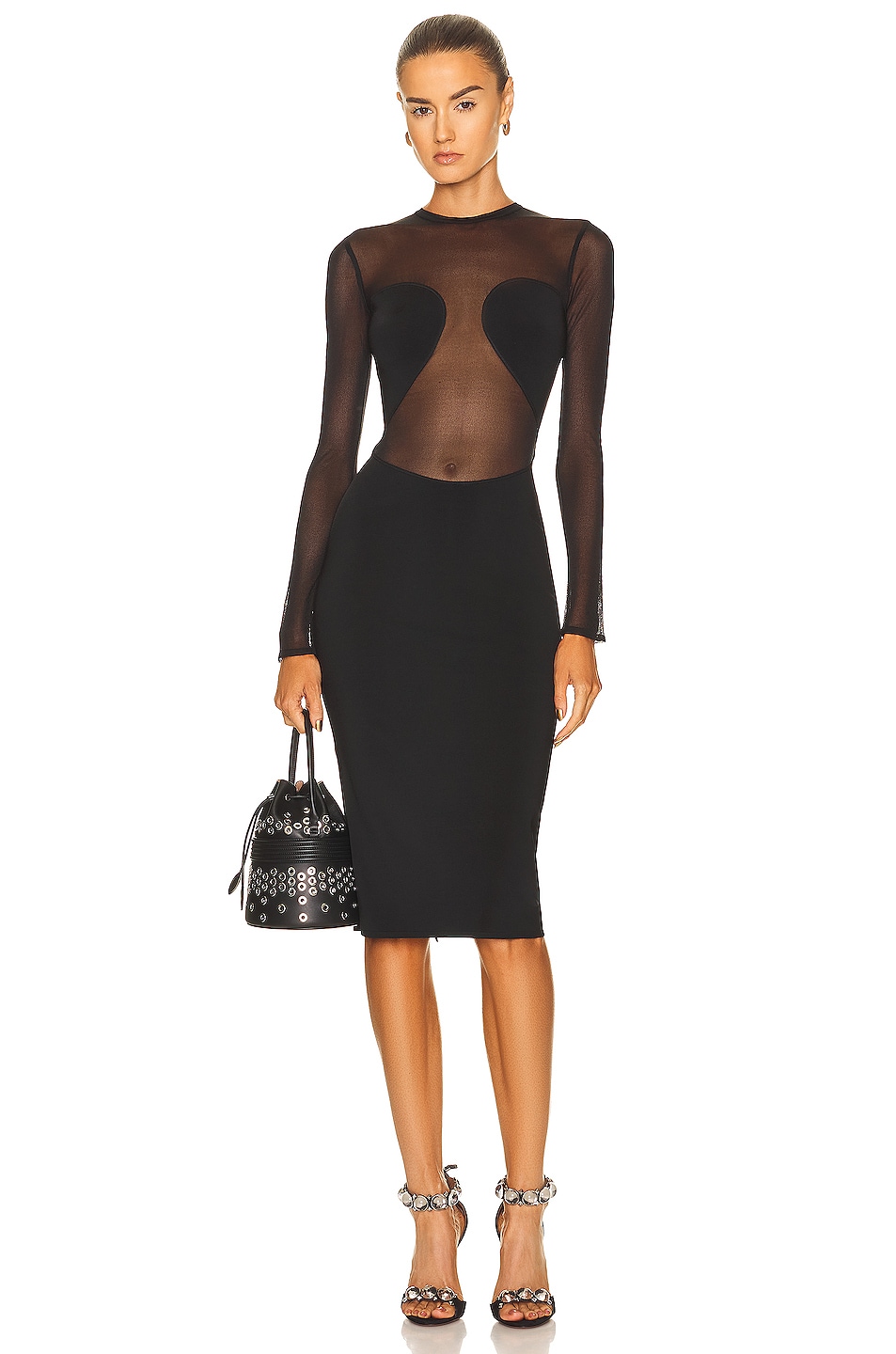 Image 1 of ALAÏA Bodysheer Dress in Noir