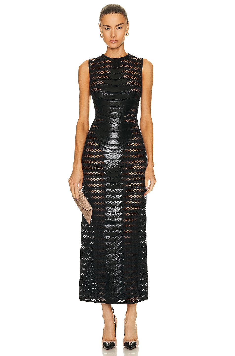 Image 1 of ALAÏA 3D Mesh Dress in Noir