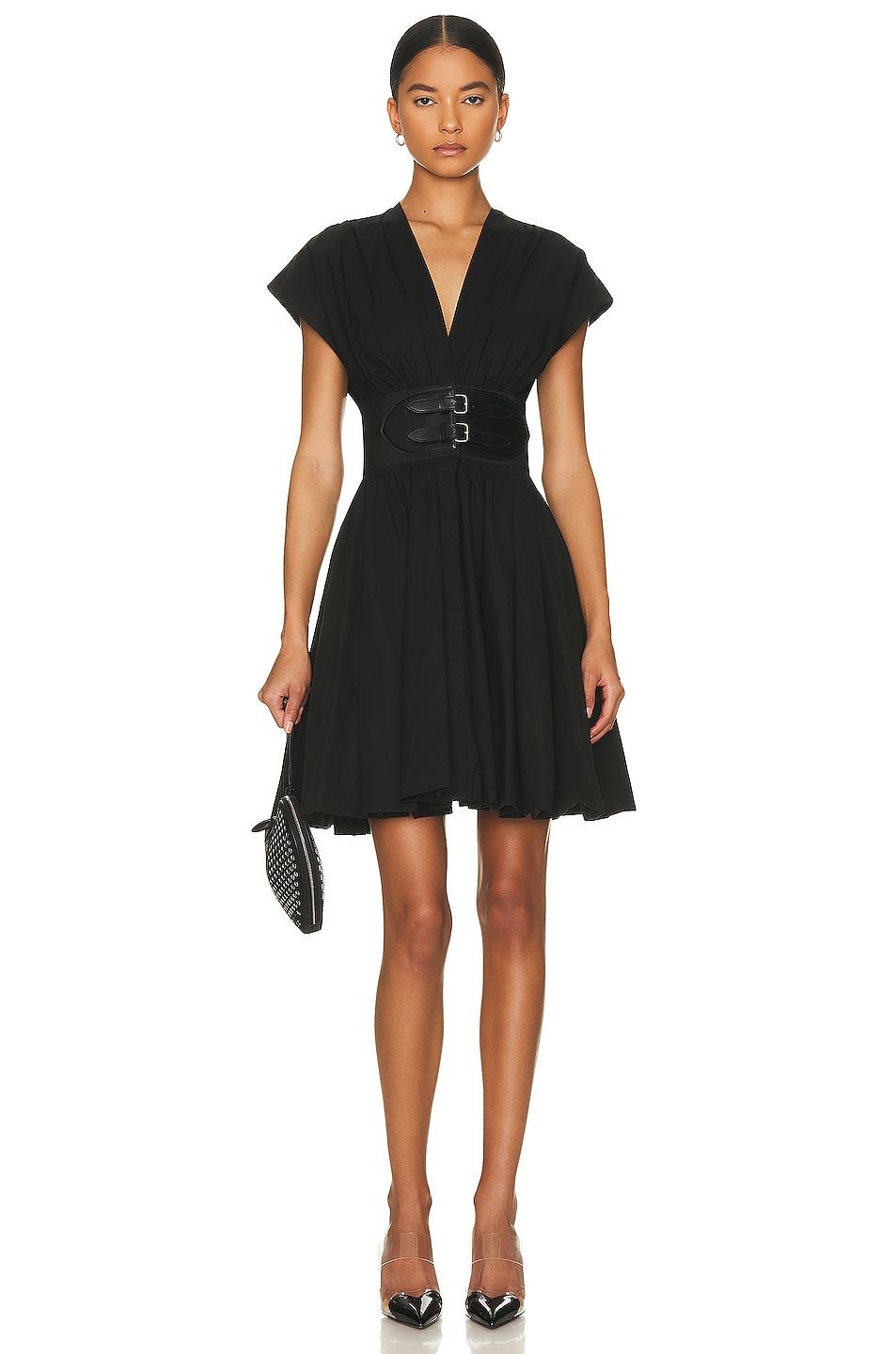 Image 1 of ALAÏA Belted Dress in Noir