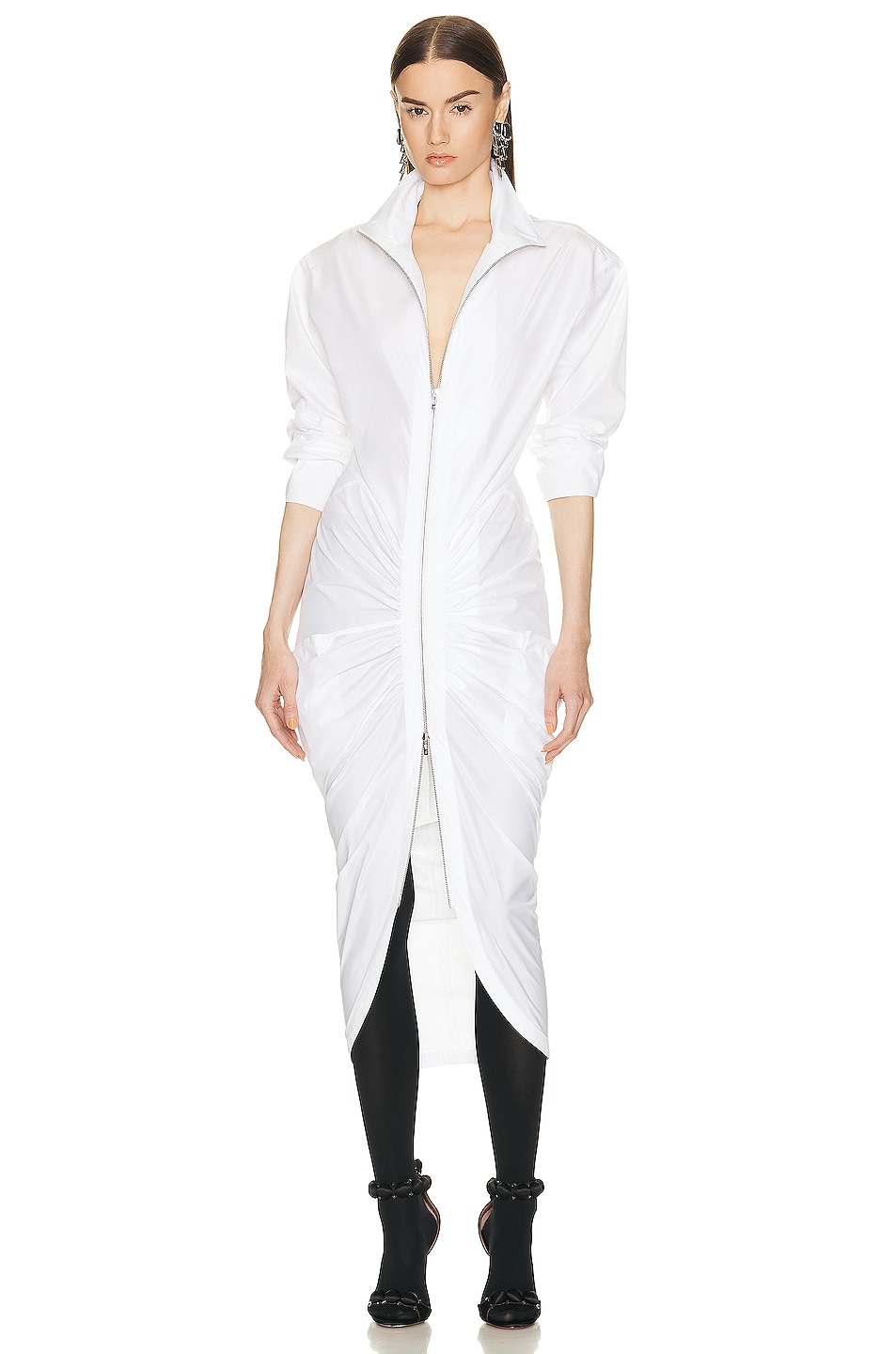 Image 1 of ALAÏA Zip Dress in Blanc
