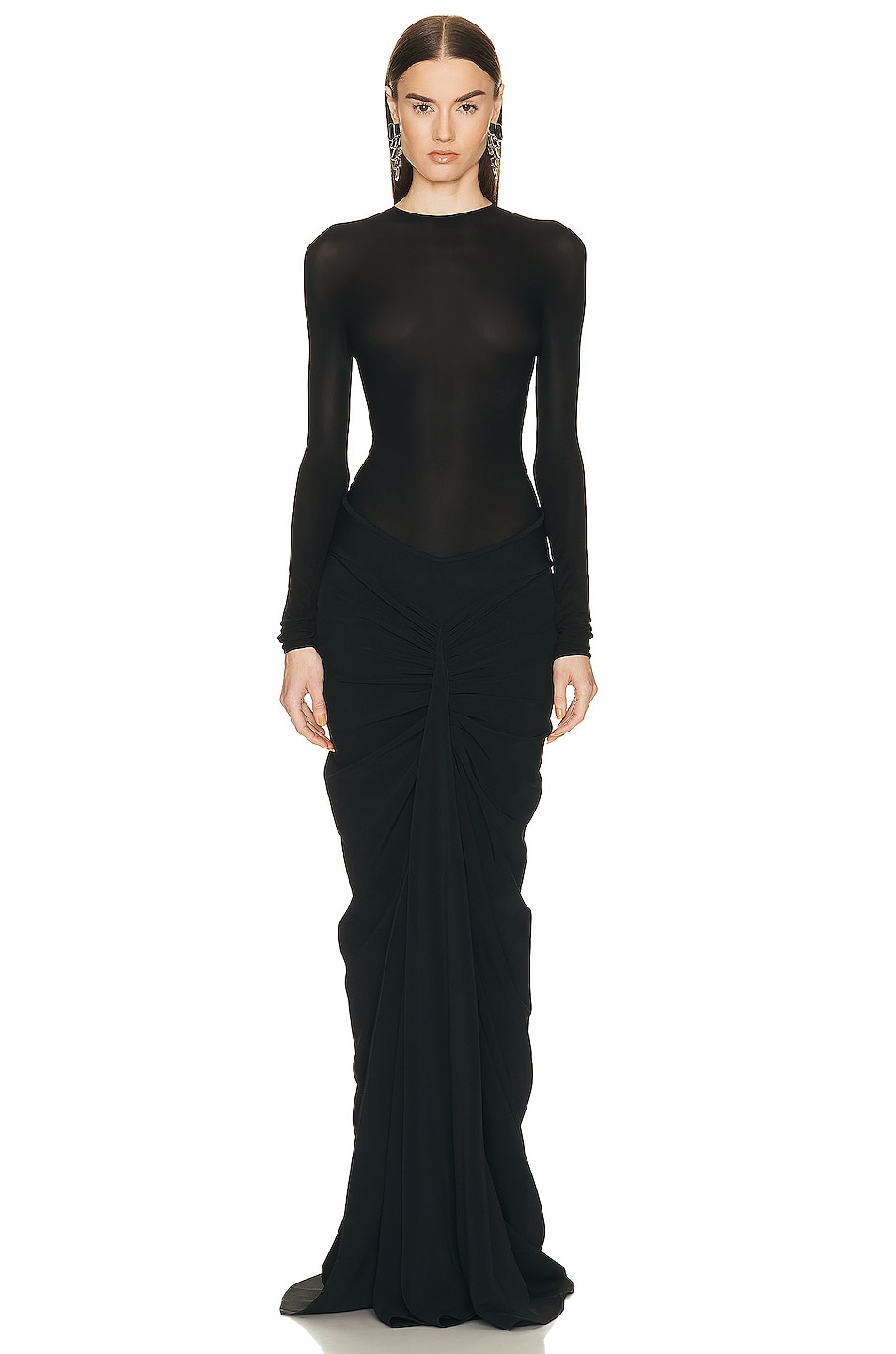 Image 1 of ALAÏA Draped Dress in Noir 