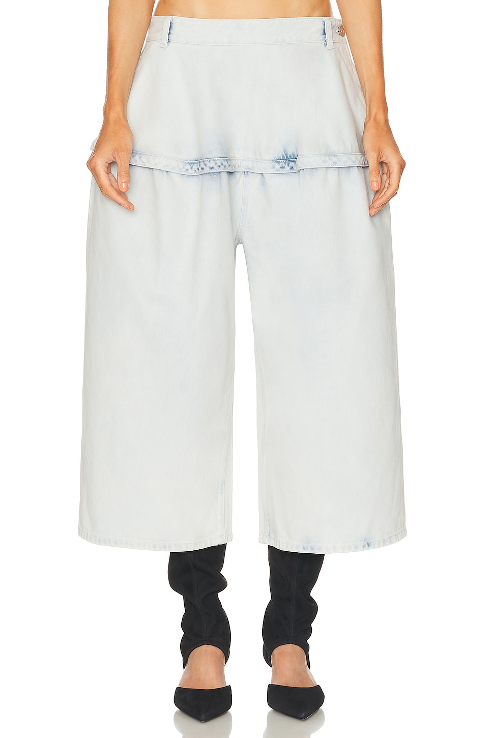 Image 1 of ALAÏA Peplum Bermuda Short in Bleu Givre