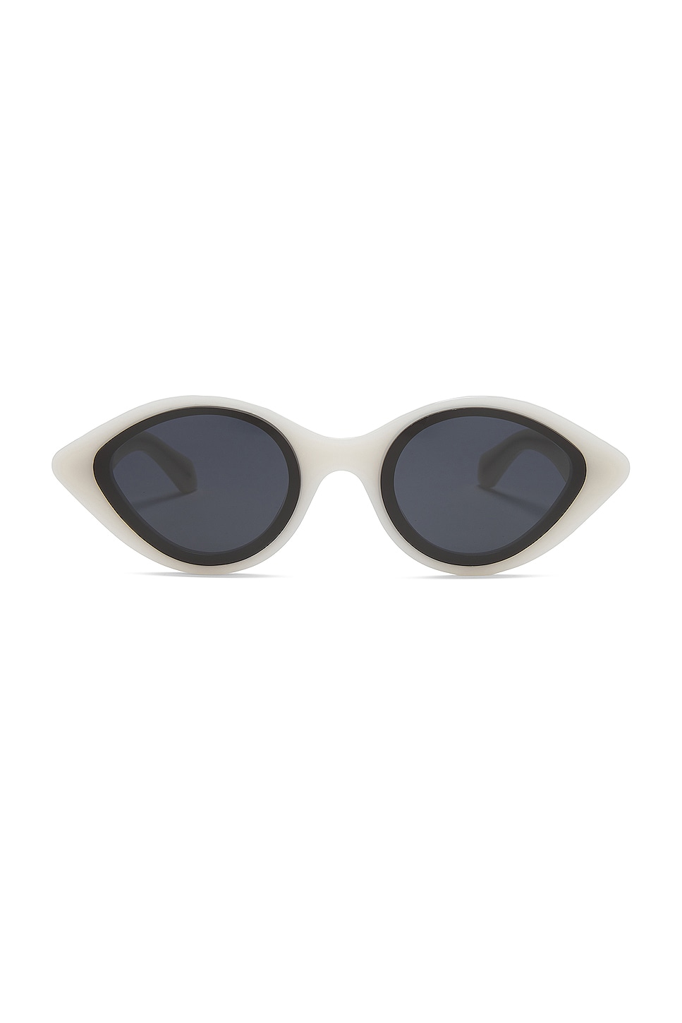 ALAÏA Lettering Logo Oval Sunglasses in White