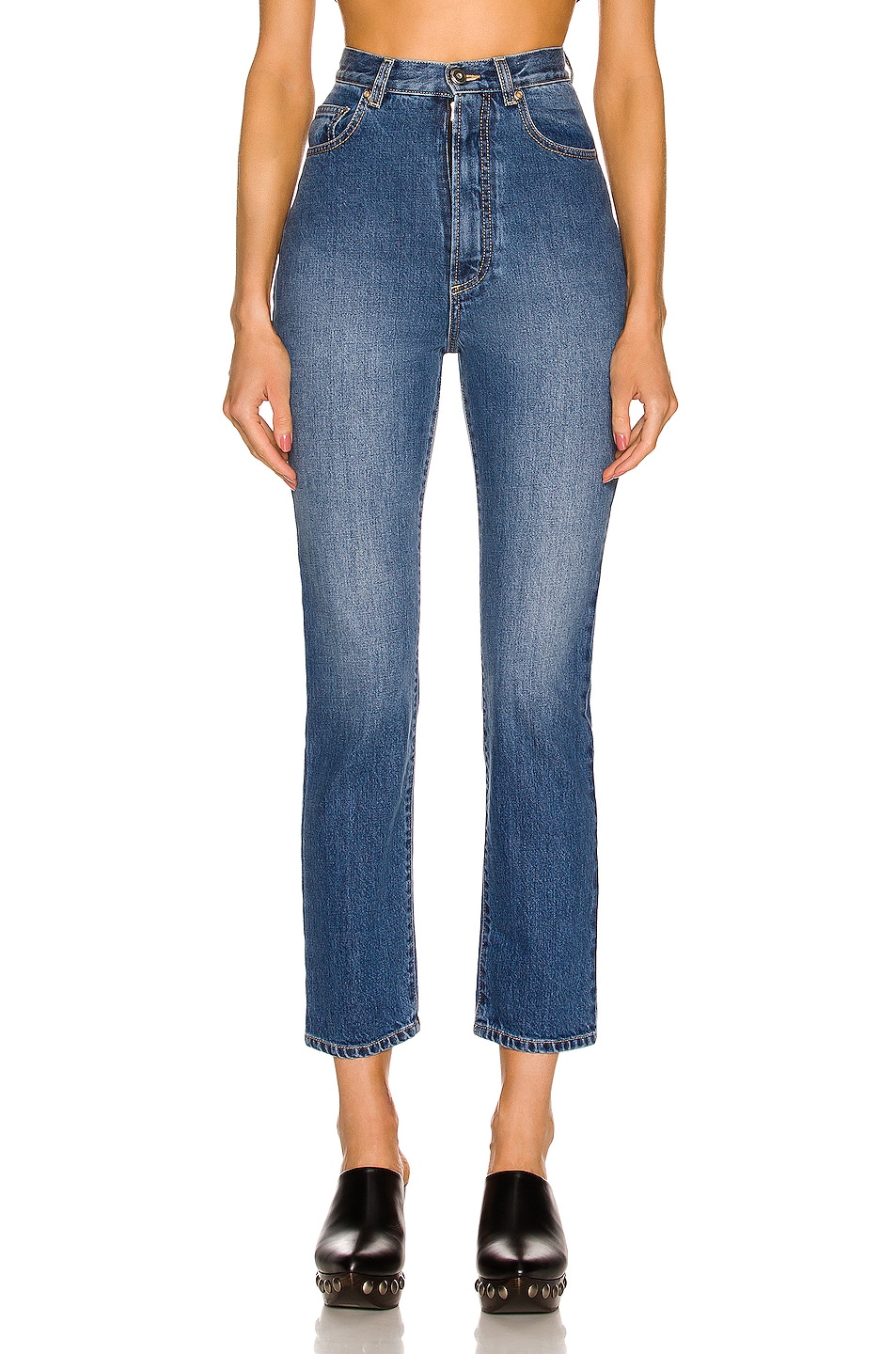 Image 1 of ALAÏA High Waisted Jean in Bleu Jeans