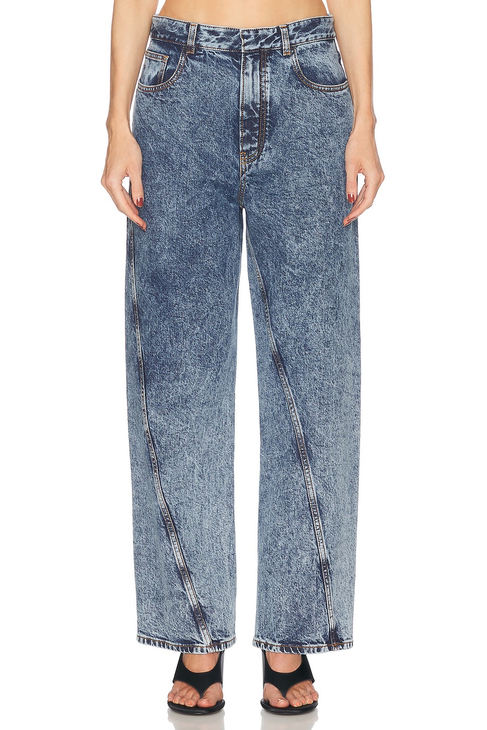 Image 1 of ALAÏA Twisted Wide Leg in Bleu Neige