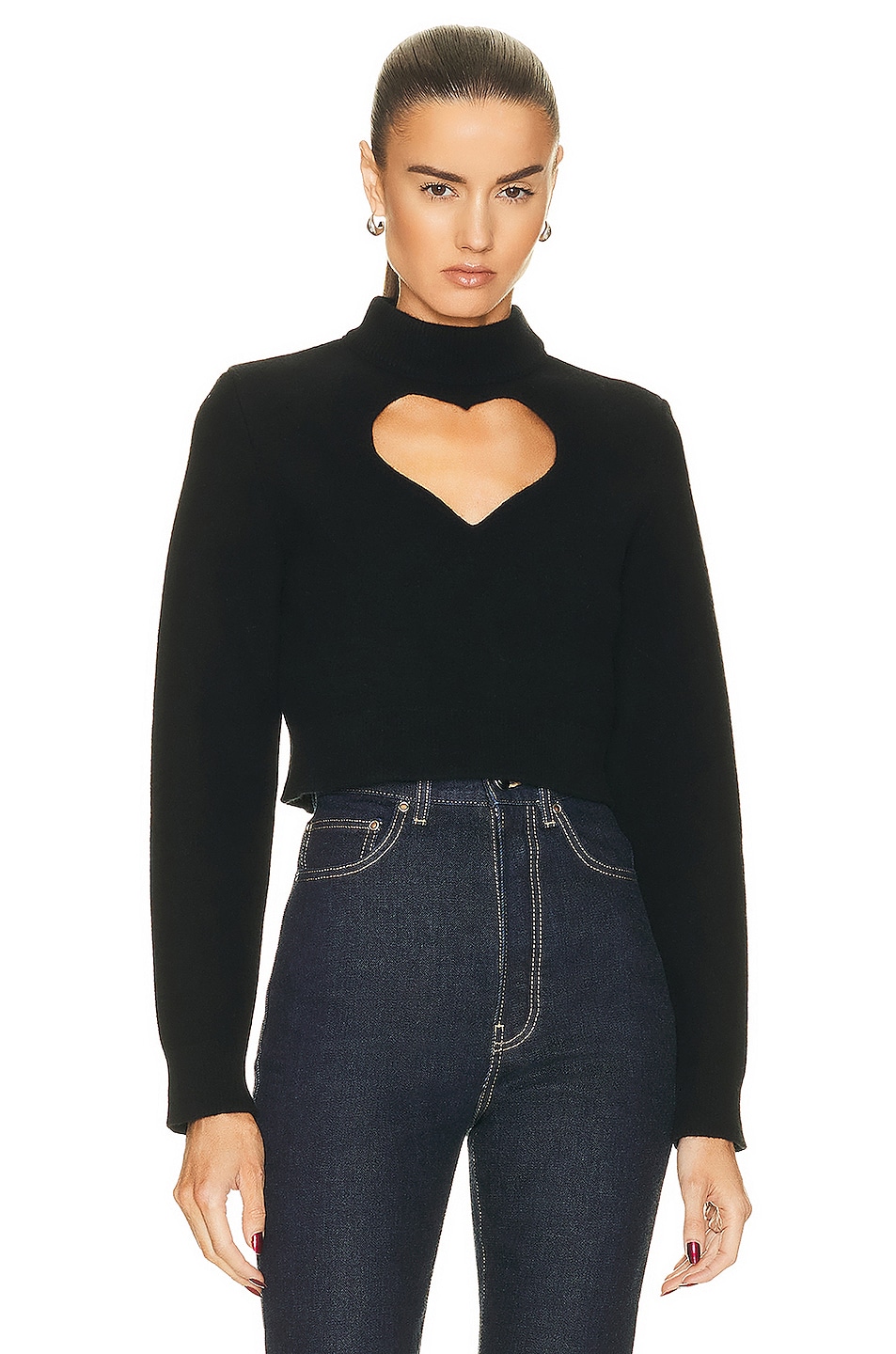 Image 1 of ALAÏA Heart Sweater in Noir